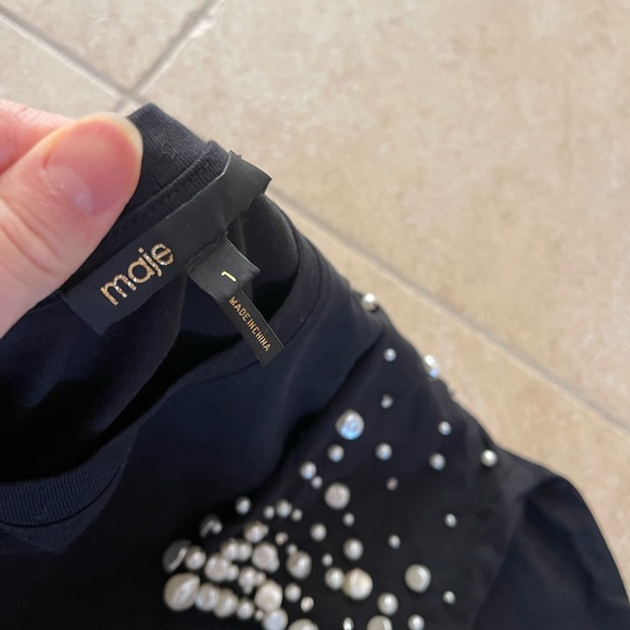 MAJE PEARL EMBELLISHED TSHIRT, size 1❗️FIRM PRICE❗️ - Picture 4 of 4